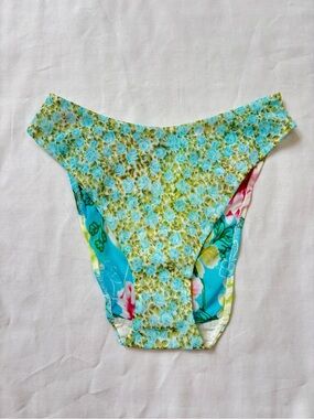 Malizia La Perla Floral Blue & Green Mesh Panties